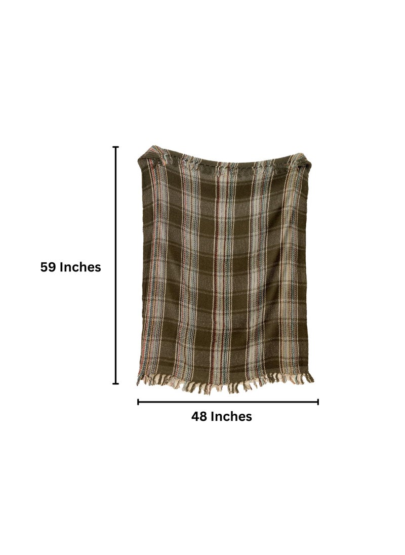 House Of Wemy Throw Blanket Soft Cozy Cotton Blend Sofa Throw Classic Plaid Decorative Blanket for Home Living Room Navy Green Checkered 59 x 48 Inches