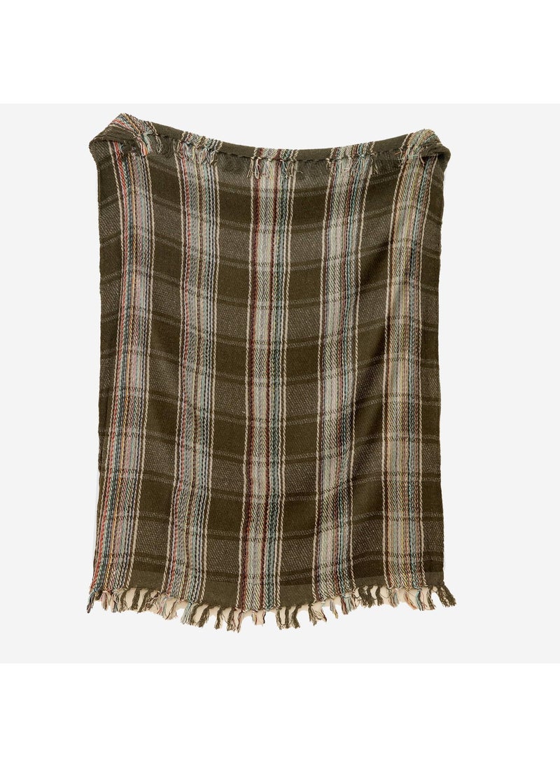 House Of Wemy Throw Blanket Soft Cozy Cotton Blend Sofa Throw Classic Plaid Decorative Blanket for Home Living Room Navy Green Checkered 59 x 48 Inches