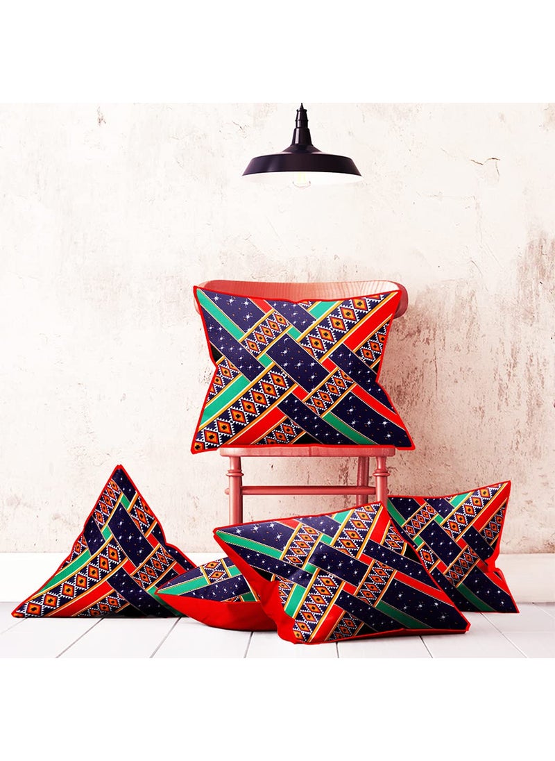 DREAMVIO Jute Exclusive Decorative ThrowPillow Covers Cushion Covers for Living Room Bed Room SofaChairs PackSet of 5 Multicolour Size 12 x 12 Inches