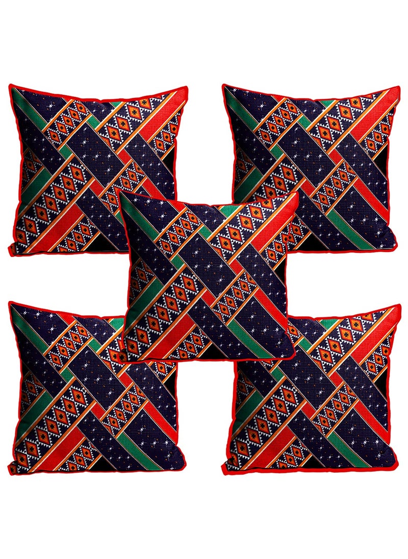 DREAMVIO Jute Exclusive Decorative ThrowPillow Covers Cushion Covers for Living Room Bed Room SofaChairs PackSet of 5 Multicolour Size 12 x 12 Inches