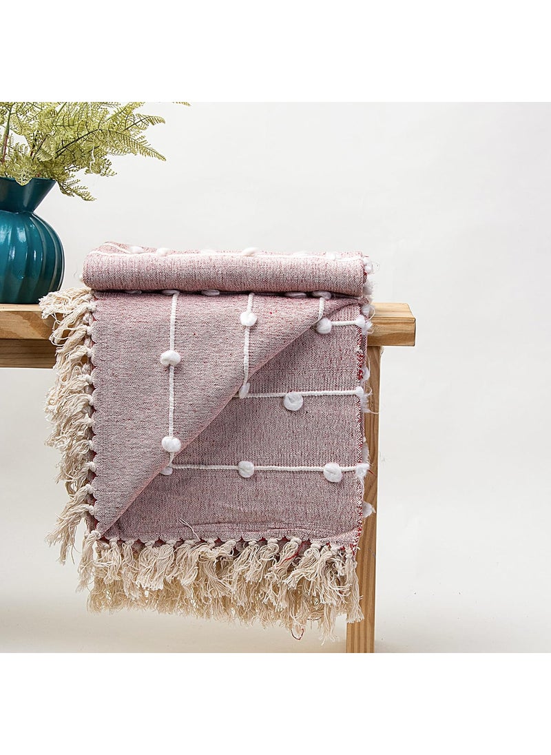 DMAASA Pure Cotton Throw Blanket for Bed Living Room Chair Multipurpose Soft Cozy 50x70 Inch LitePink