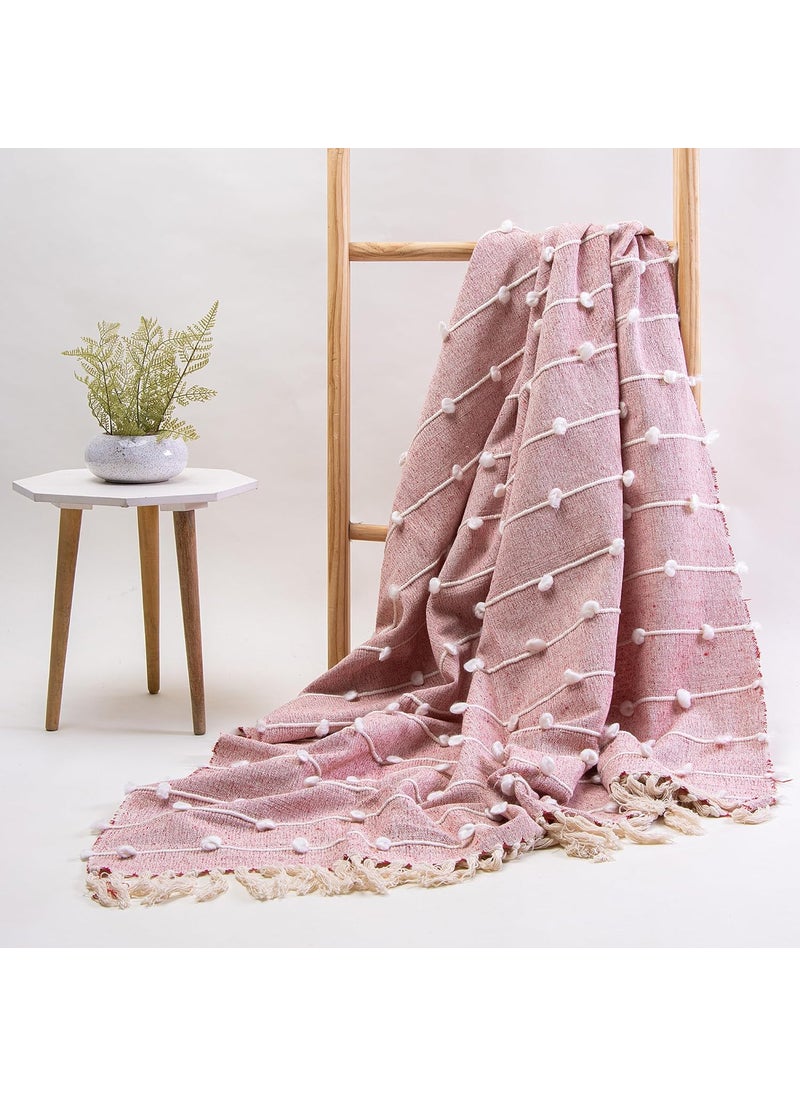 DMAASA Pure Cotton Throw Blanket for Bed Living Room Chair Multipurpose Soft Cozy 50x70 Inch LitePink