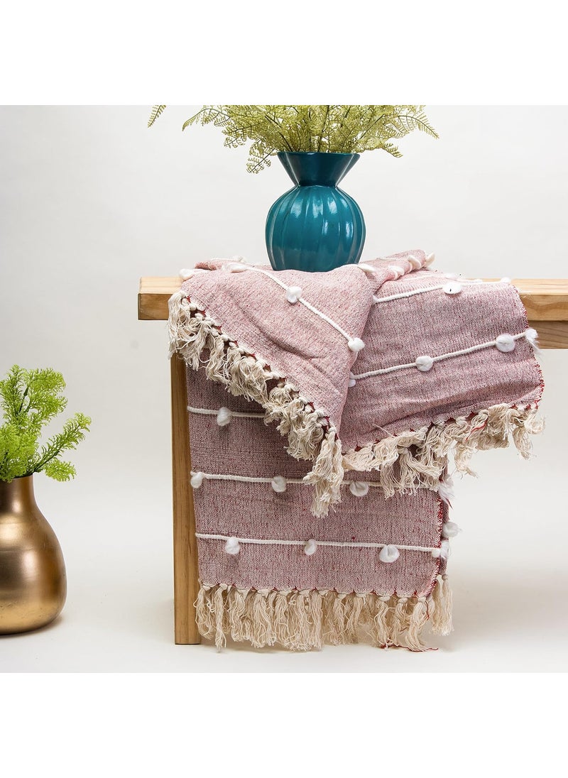 DMAASA Pure Cotton Throw Blanket for Bed Living Room Chair Multipurpose Soft Cozy 50x70 Inch LitePink