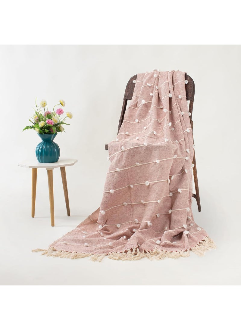 DMAASA Pure Cotton Throw Blanket for Bed Living Room Chair Multipurpose Soft Cozy 50x70 Inch LitePink