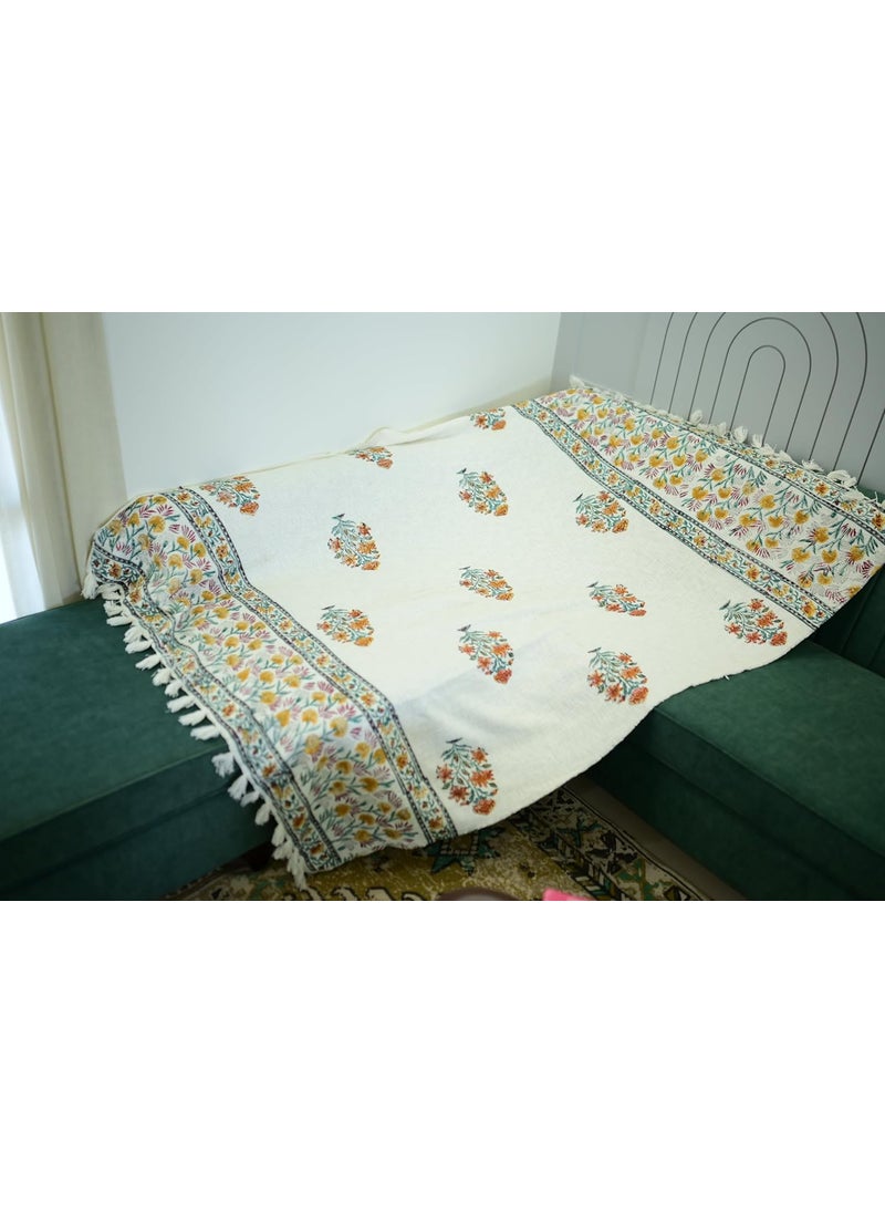 Paavni Decors Bloom Haven Orange Sofa Throw Orange Size 60 85 inches