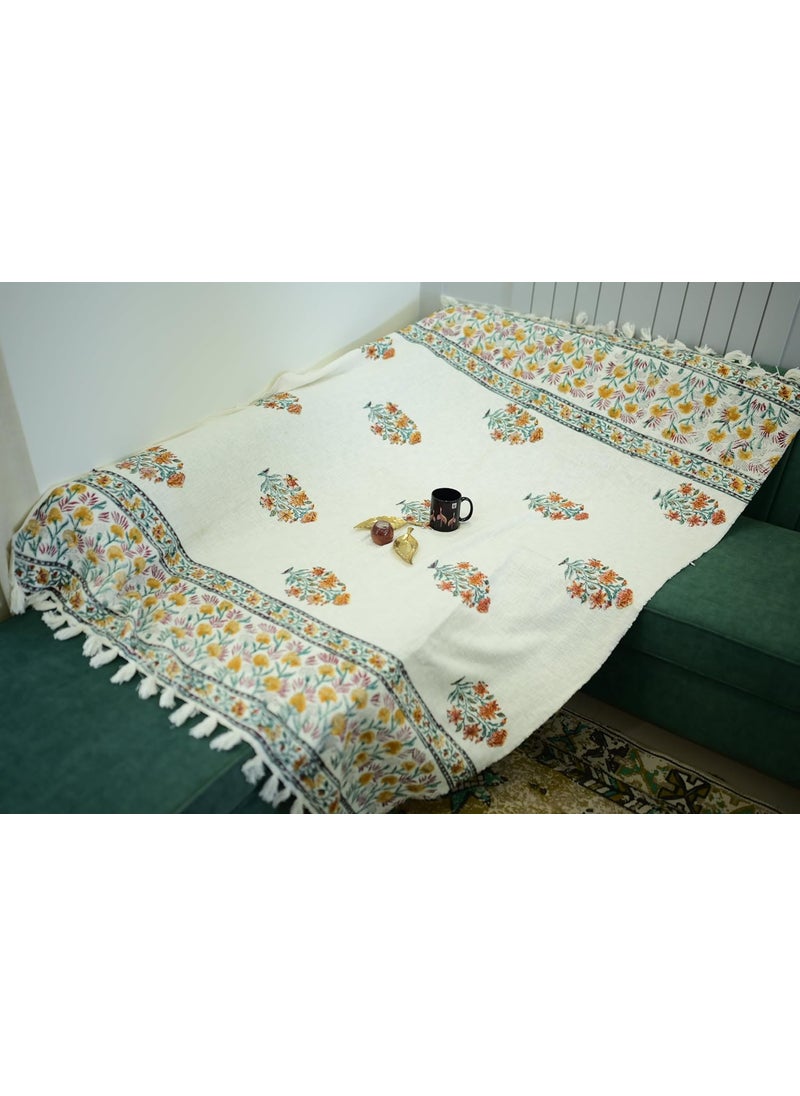 Paavni Decors Bloom Haven Orange Sofa Throw Orange Size 60 85 inches