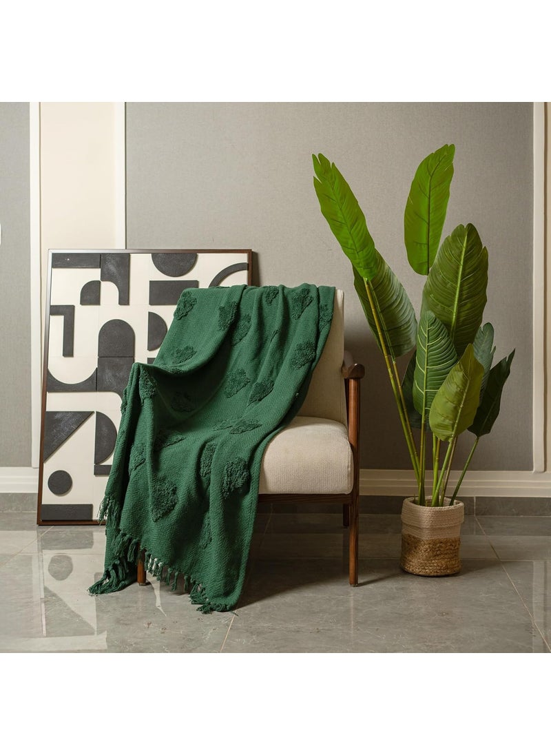 SASHAA WORLD Green Cotton Throw Ideal for Your Home Living Room Sofa Bed Chair Picnic Used for Gift 130X160 cm TC 125