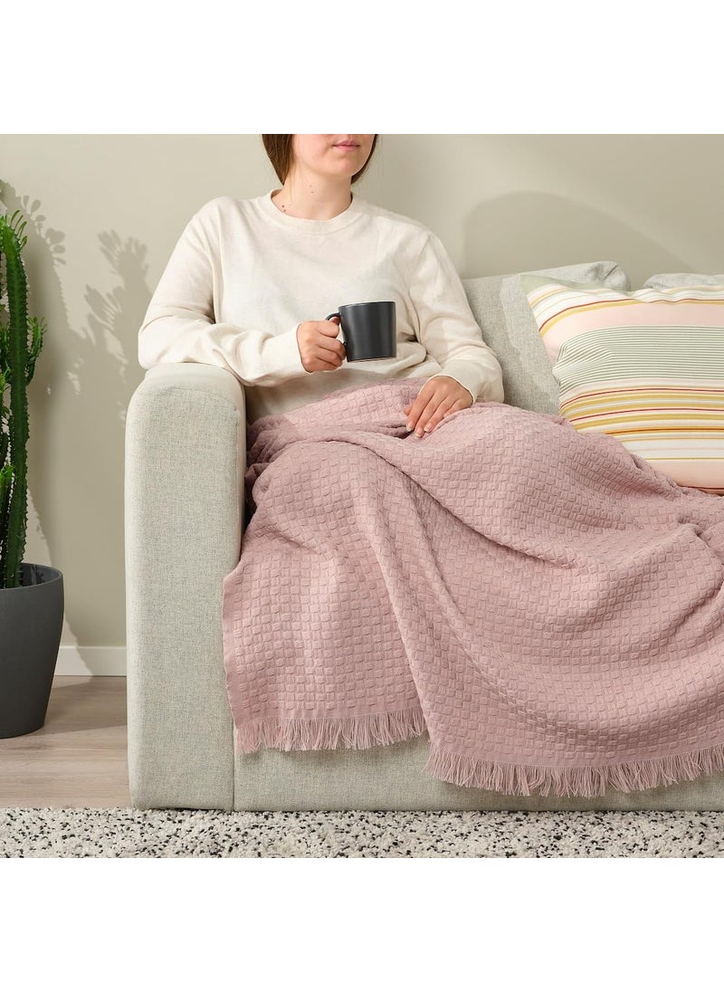 JENIFO HORNMAL Throw 130x170 cm 51x67 Pink Soft Cotton Blanket Cozy Throw for Living Room Sofa or Bedroom