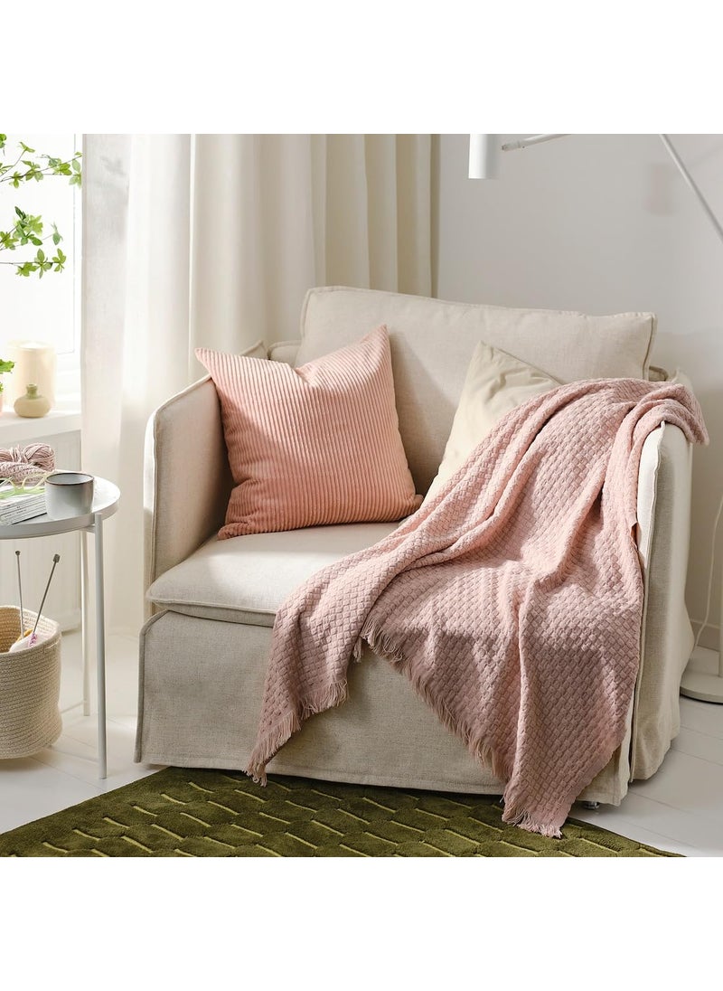 JENIFO HORNMAL Throw 130x170 cm 51x67 Pink Soft Cotton Blanket Cozy Throw for Living Room Sofa or Bedroom