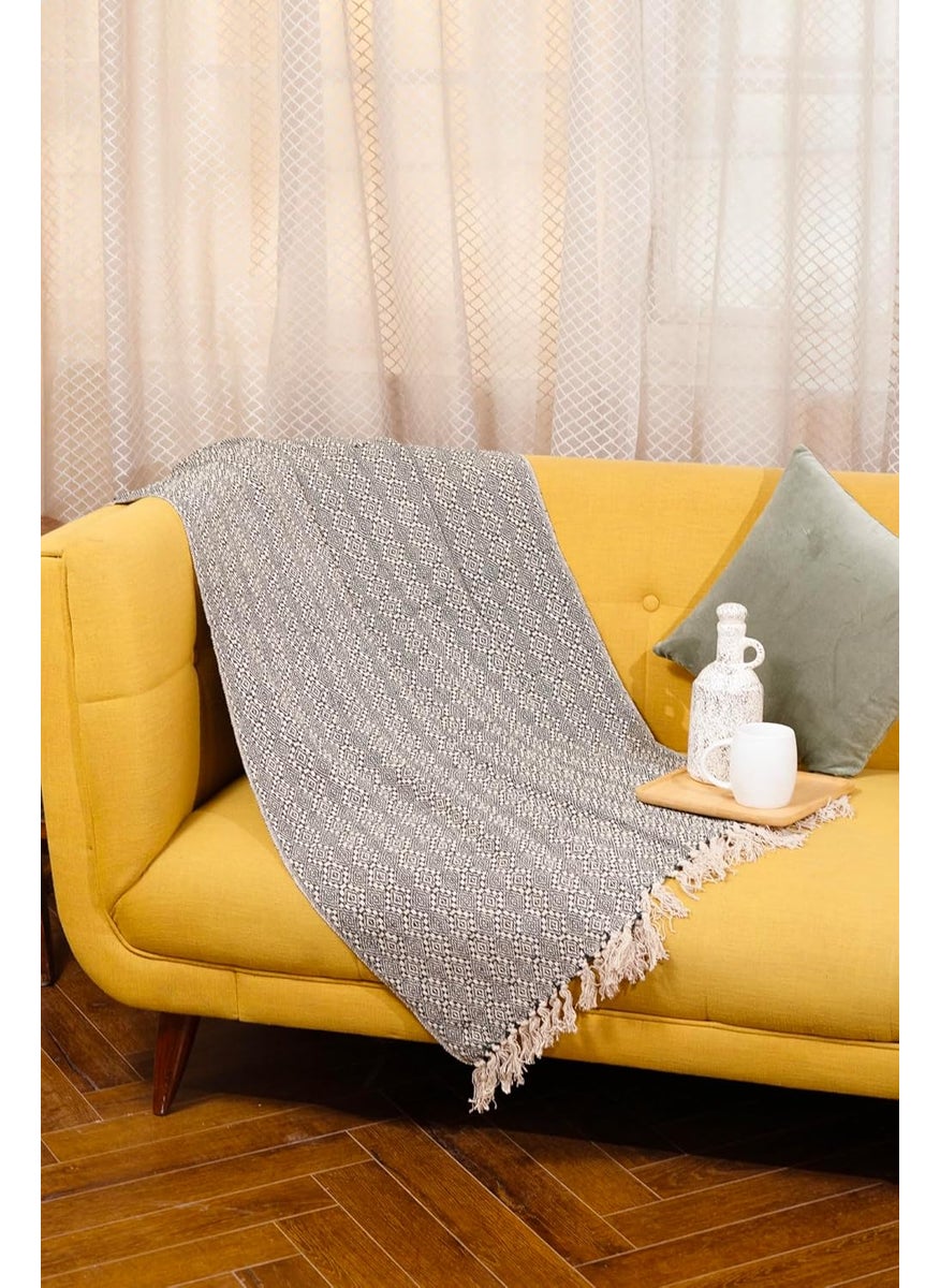Ayuda Homes Olive Cotton Throw Blanket150x130 CM 50x60 in HandWoven Cotton Throw Elegant Cotton Blanket for Picnic Dates Home Dcor Green Pack of 1
