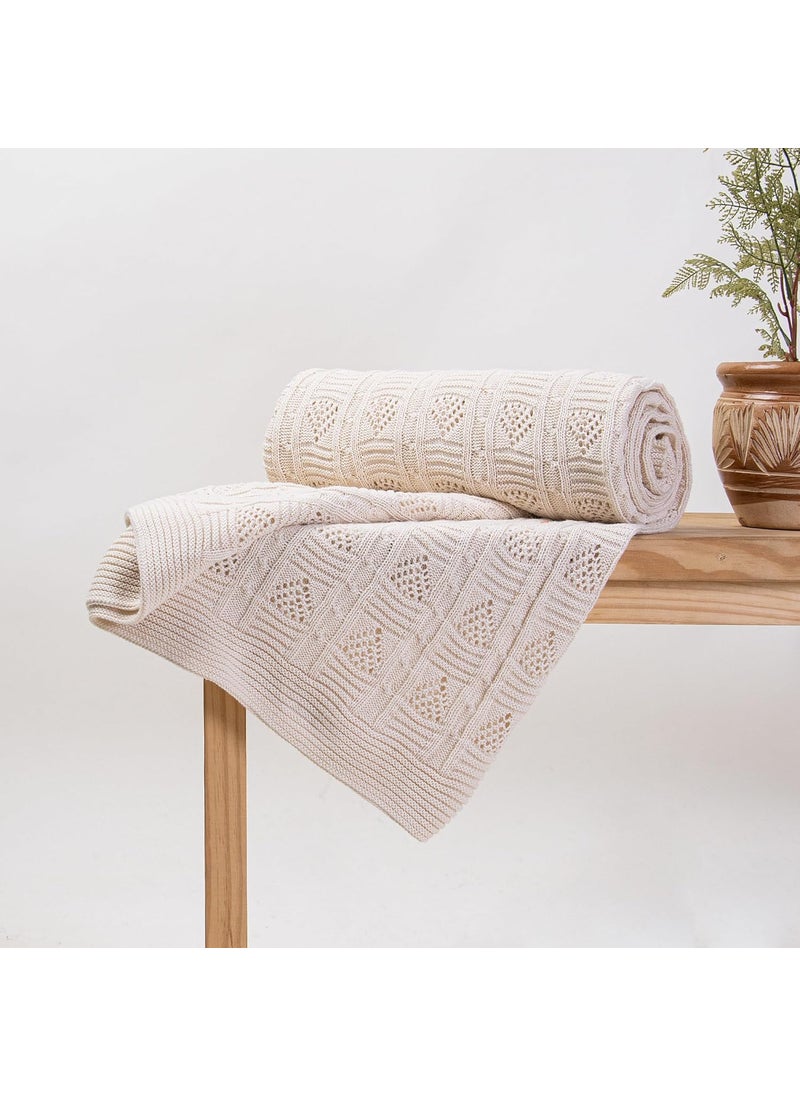 DMAASA HandMade Pure Cotton Knitted Throw Blanket 50X70 Inch Twin Size Warm Throw for Chair Bed and Couch Lightweight Breathable Cozy Throw Home and Multi Use