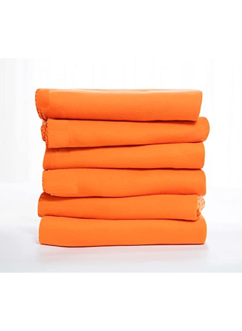 Ilsha Fleece Throw Blankets Lightweight Warm for Soft Cozy PetFriendly Fleece Blanket Solid for Home Bed Sofa Couch Dorm Office Wedding Gifts Outdoor Orange Pack of 6