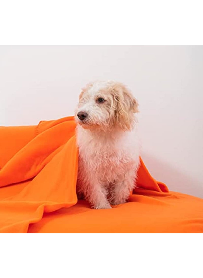 Ilsha Fleece Throw Blankets Lightweight Warm for Soft Cozy PetFriendly Fleece Blanket Solid for Home Bed Sofa Couch Dorm Office Wedding Gifts Outdoor Orange Pack of 6