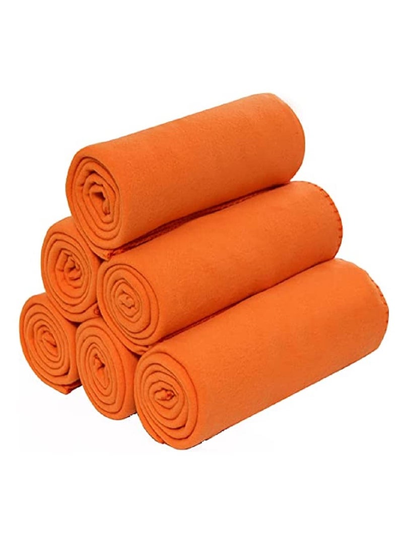 Ilsha Fleece Throw Blankets Lightweight Warm for Soft Cozy PetFriendly Fleece Blanket Solid for Home Bed Sofa Couch Dorm Office Wedding Gifts Outdoor Orange Pack of 6