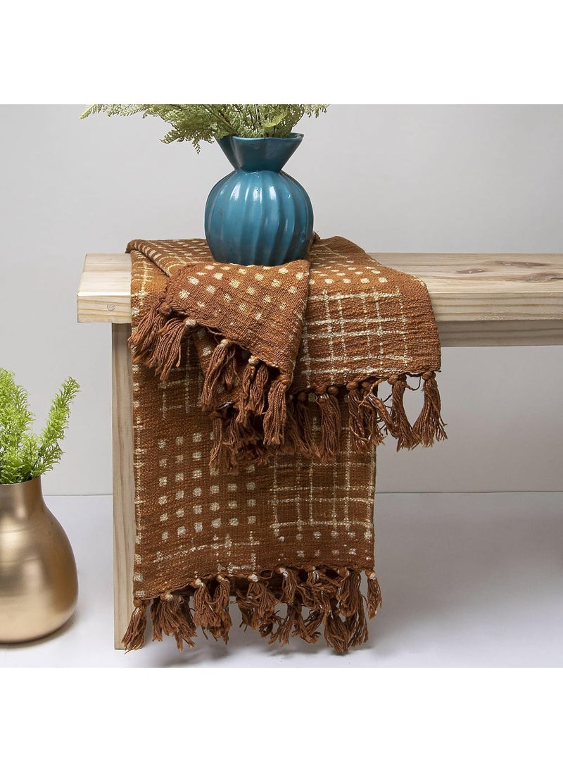 DMAASA Hand Block Cotton Throw Pure Cotton Handmade Throw Couch Coverlet Summer Light Weight Throw Wedding Gift 50X70 Inch Approx Brown_01