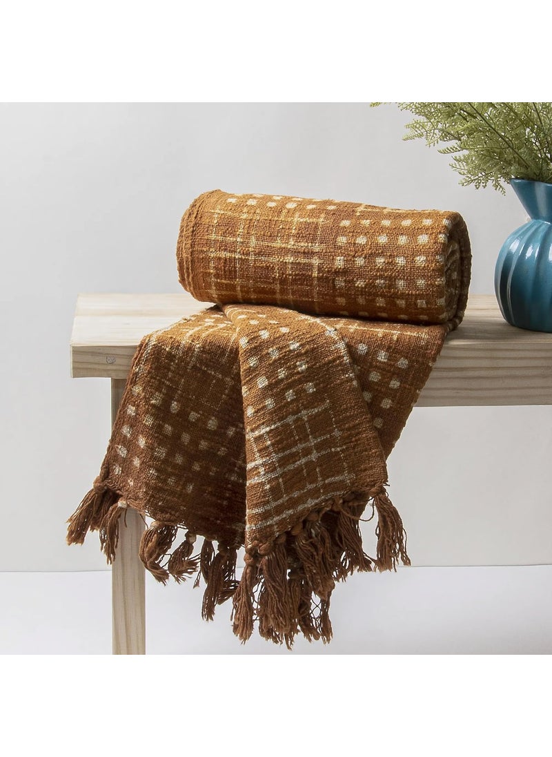 DMAASA Hand Block Cotton Throw Pure Cotton Handmade Throw Couch Coverlet Summer Light Weight Throw Wedding Gift 50X70 Inch Approx Brown_01