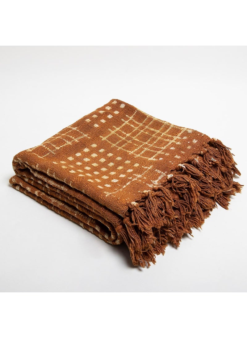 DMAASA Hand Block Cotton Throw Pure Cotton Handmade Throw Couch Coverlet Summer Light Weight Throw Wedding Gift 50X70 Inch Approx Brown_01