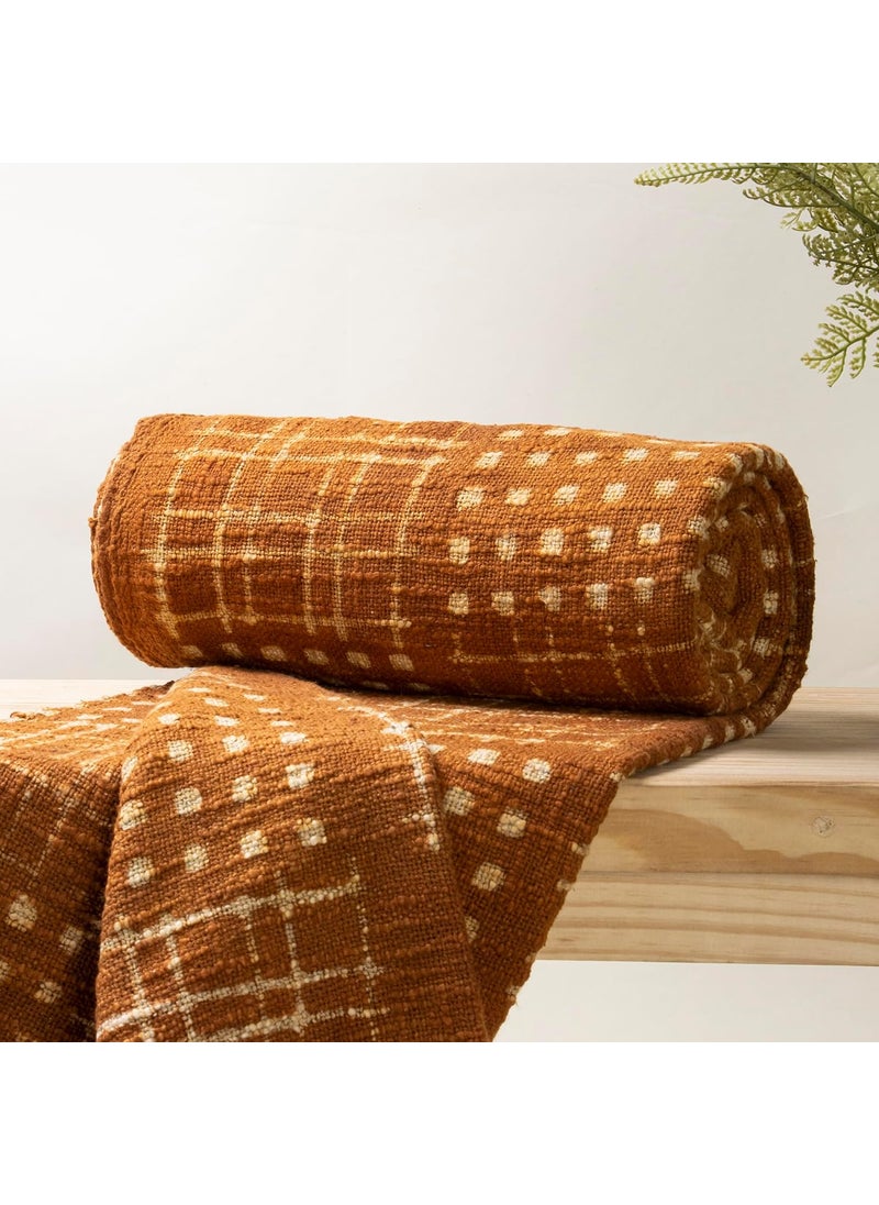 DMAASA Hand Block Cotton Throw Pure Cotton Handmade Throw Couch Coverlet Summer Light Weight Throw Wedding Gift 50X70 Inch Approx Brown_01