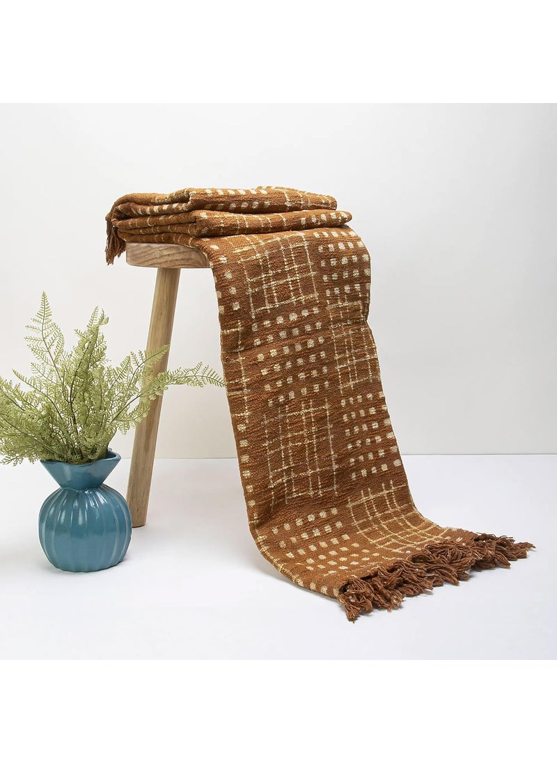 DMAASA Hand Block Cotton Throw Pure Cotton Handmade Throw Couch Coverlet Summer Light Weight Throw Wedding Gift 50X70 Inch Approx Brown_01