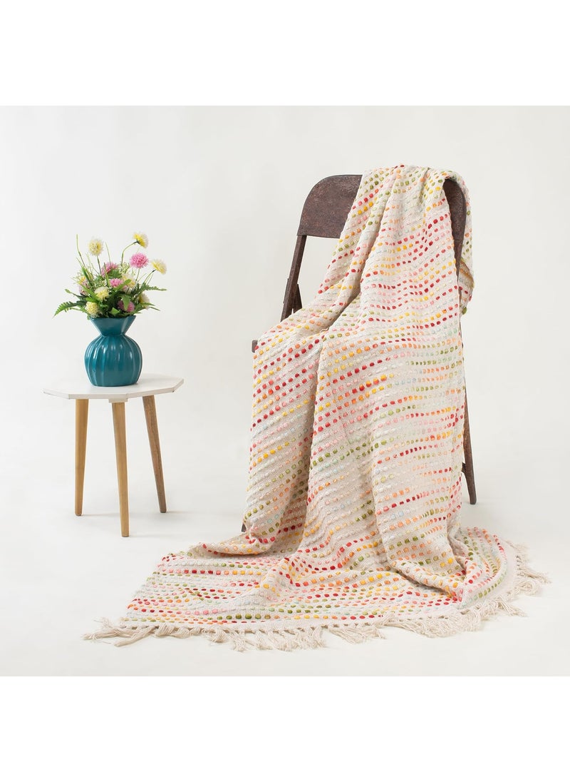 DMAASA Woven Throw Blanket 50x70 Inches Soft Cozy Premium Cotton Perfect for Sofa Bed or Lounge Stylish Decorative Blanket for Home Multi