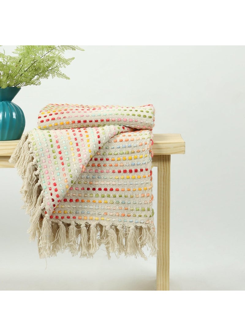DMAASA Woven Throw Blanket 50x70 Inches Soft Cozy Premium Cotton Perfect for Sofa Bed or Lounge Stylish Decorative Blanket for Home Multi