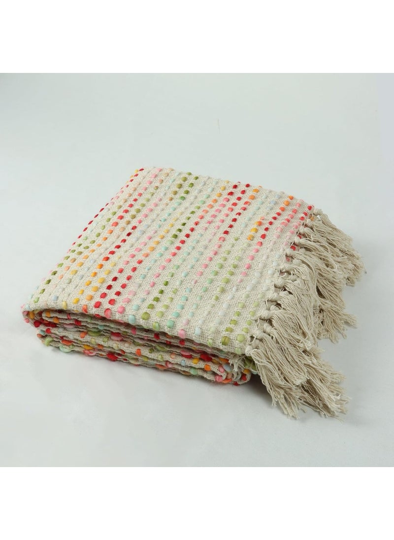 DMAASA Woven Throw Blanket 50x70 Inches Soft Cozy Premium Cotton Perfect for Sofa Bed or Lounge Stylish Decorative Blanket for Home Multi