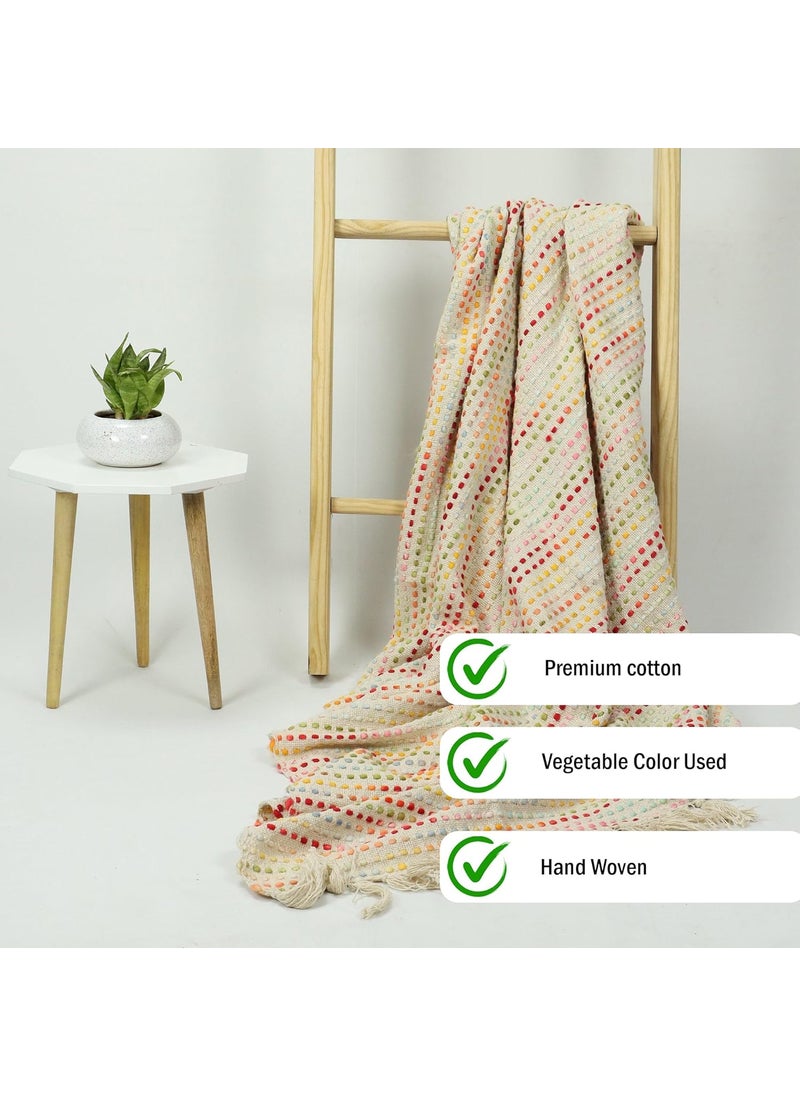 DMAASA Woven Throw Blanket 50x70 Inches Soft Cozy Premium Cotton Perfect for Sofa Bed or Lounge Stylish Decorative Blanket for Home Multi