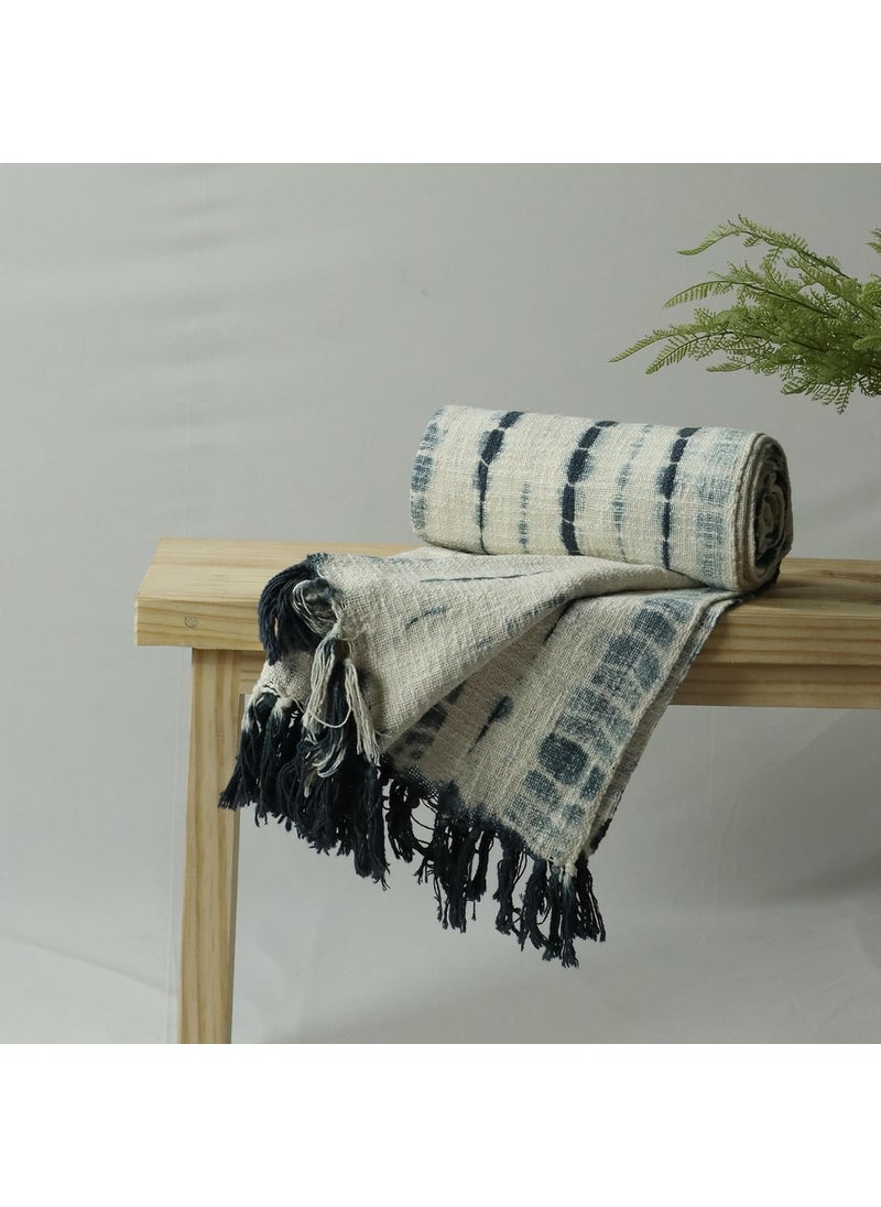DMAASA Handcrafted TieDye Throw 50x70 Inches Pure Cotton Blanket for Home Decor Sofa Bed CreamMulti
