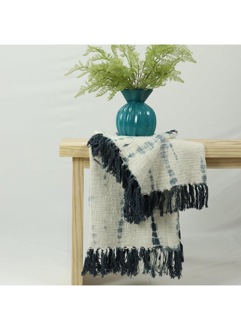 DMAASA Handcrafted TieDye Throw 50x70 Inches Pure Cotton Blanket for Home Decor Sofa Bed CreamMulti