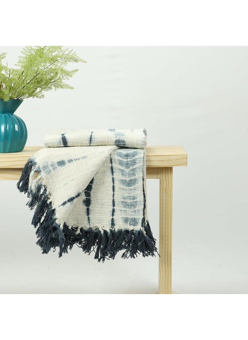 DMAASA Handcrafted TieDye Throw 50x70 Inches Pure Cotton Blanket for Home Decor Sofa Bed CreamMulti