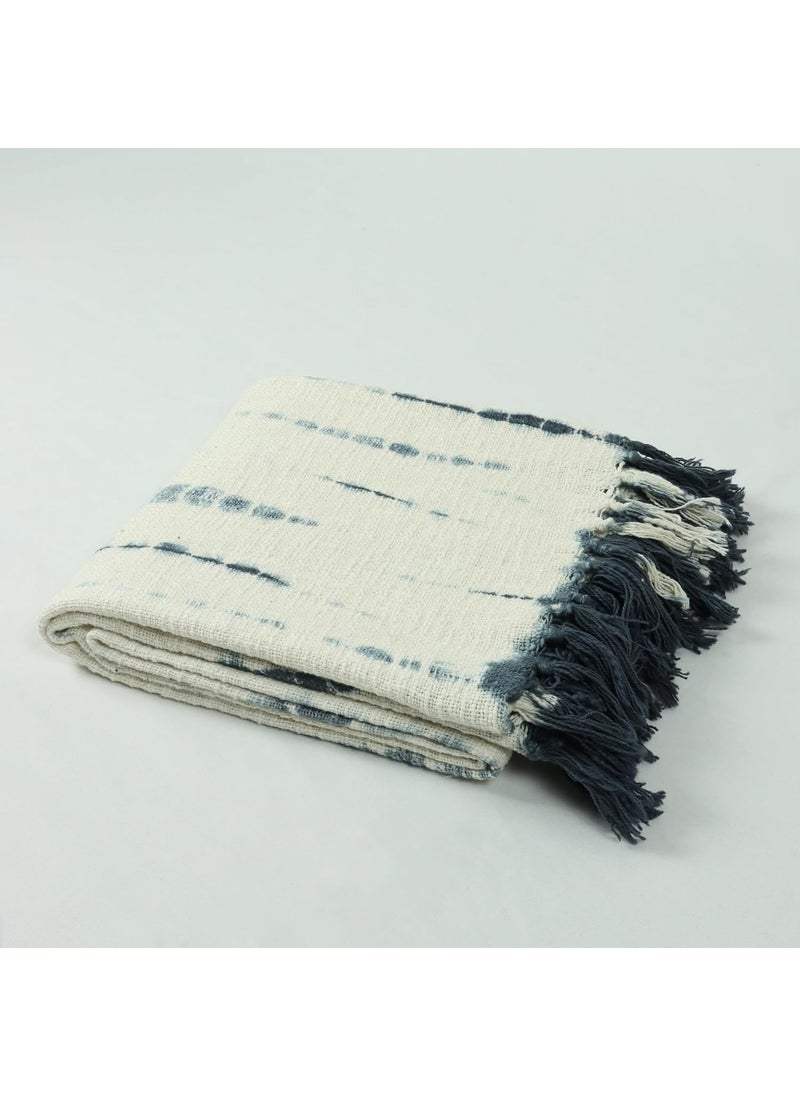 DMAASA Handcrafted TieDye Throw 50x70 Inches Pure Cotton Blanket for Home Decor Sofa Bed CreamMulti