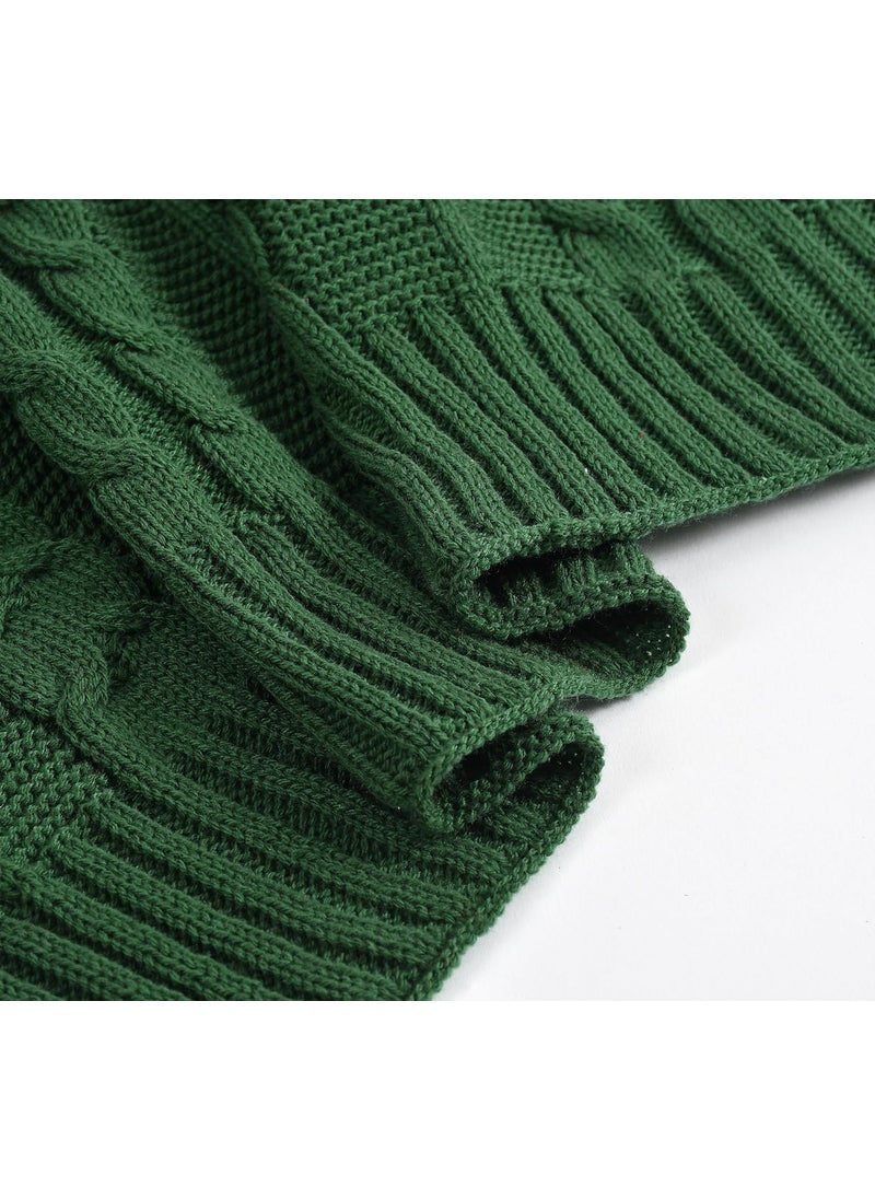 HomewayTex 100 Acrylic Blossom Knitted Throw Sofa ThrowBed Throw and Blanket Elc Size130X180 CMS OR 52X70 INCH Color Dark Green