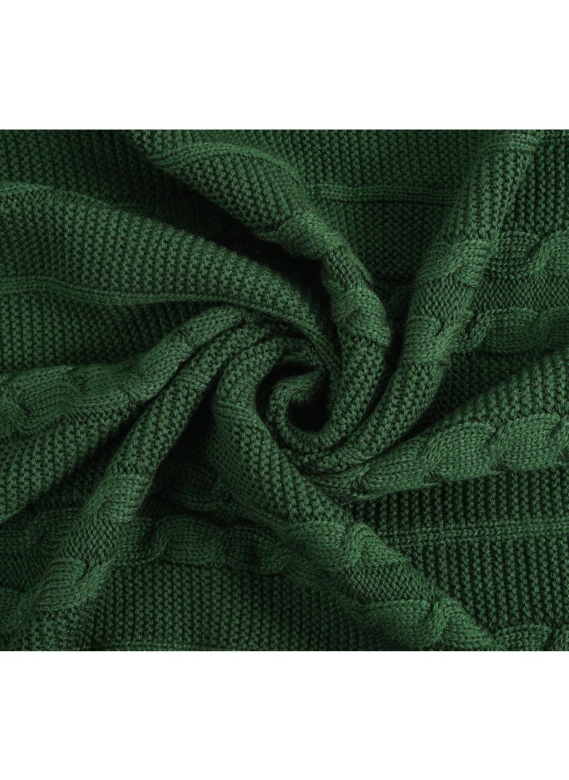 HomewayTex 100 Acrylic Blossom Knitted Throw Sofa ThrowBed Throw and Blanket Elc Size130X180 CMS OR 52X70 INCH Color Dark Green