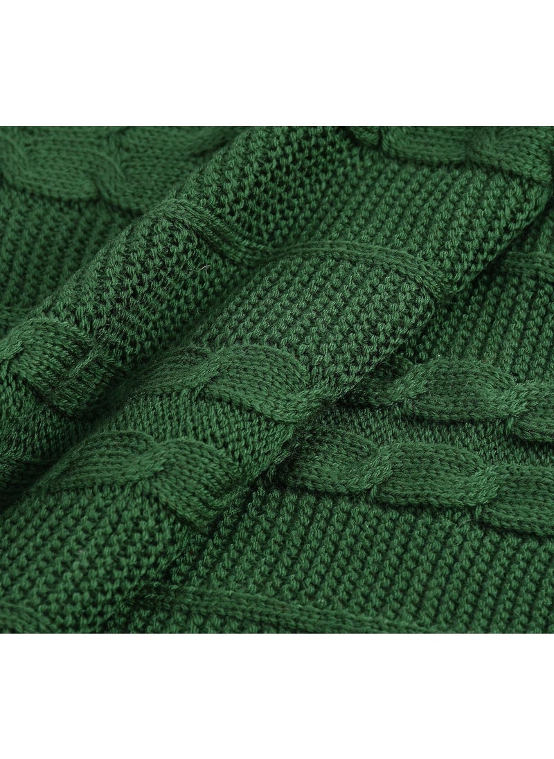 HomewayTex 100 Acrylic Blossom Knitted Throw Sofa ThrowBed Throw and Blanket Elc Size130X180 CMS OR 52X70 INCH Color Dark Green