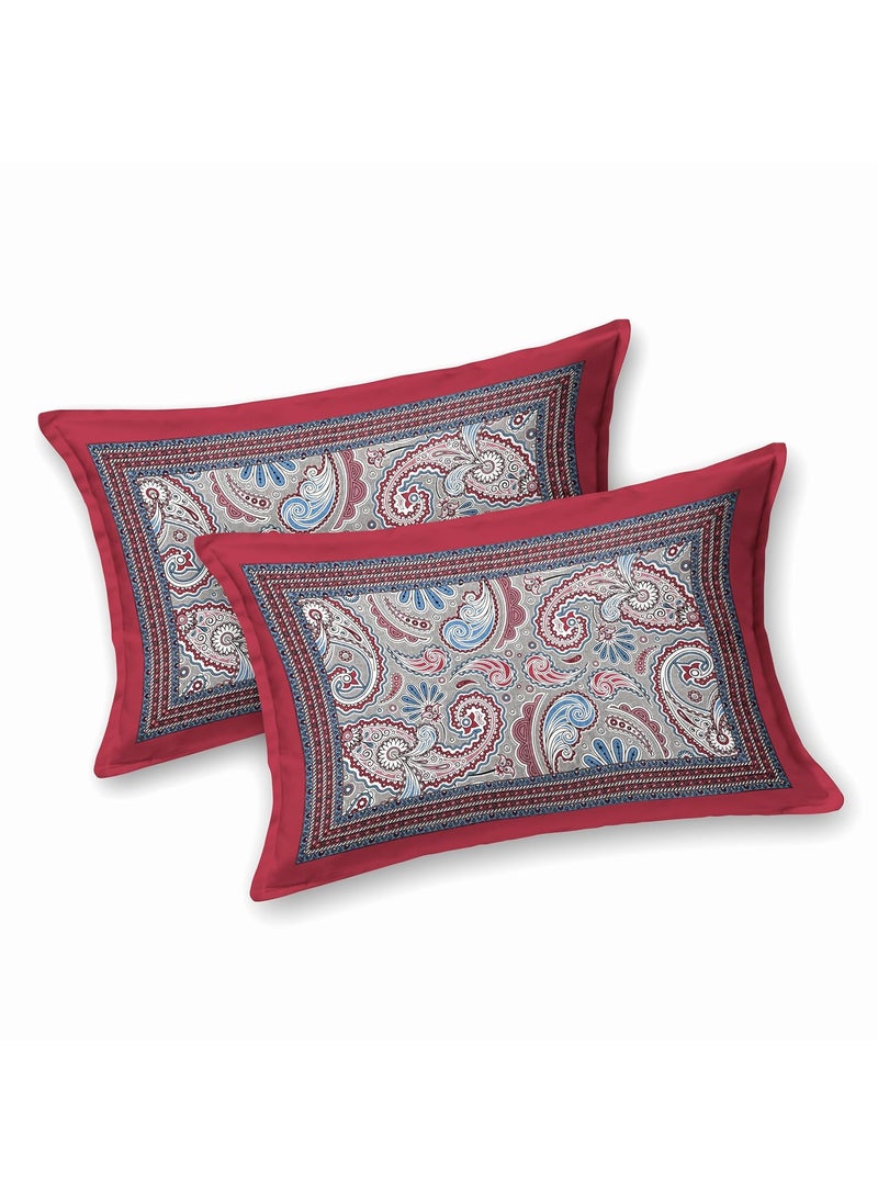 Urban Jaipur 100 Cotton King Size Bedsheet for Double Bed 240 TC Bedsheet with 2 Pillow Covers 95x108 inches 241x274 cm Jaipuri Design Paisley Print Red