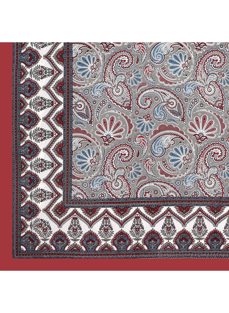 Urban Jaipur 100 Cotton King Size Bedsheet for Double Bed 240 TC Bedsheet with 2 Pillow Covers 95x108 inches 241x274 cm Jaipuri Design Paisley Print Red