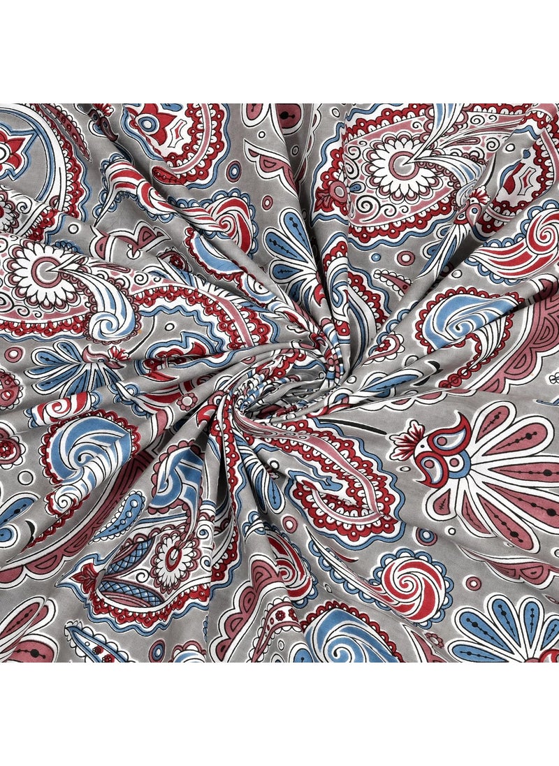 Urban Jaipur 100 Cotton King Size Bedsheet for Double Bed 240 TC Bedsheet with 2 Pillow Covers 95x108 inches 241x274 cm Jaipuri Design Paisley Print Red