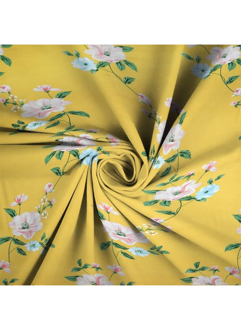 Castiqa Elastic Fitted Supersoft Premium Brushed Cotton 200TC Double Bedsheets Queen Size 60x78 Inch with 2 Pillow Covers Fits Upto Mattress of 8 Inches Yellow