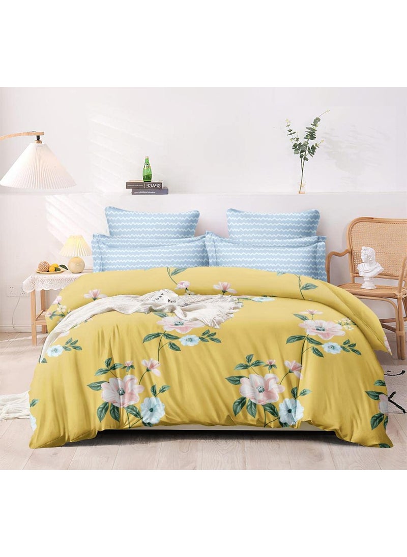 Castiqa Elastic Fitted Supersoft Premium Brushed Cotton 200TC Double Bedsheets Queen Size 60x78 Inch with 2 Pillow Covers Fits Upto Mattress of 8 Inches Yellow
