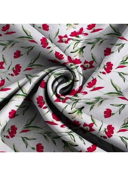 MORADO 3D Printed Glace Cotton 144 TC Double Bedsheet with 2 King Size Pillow Covers White Red Flower