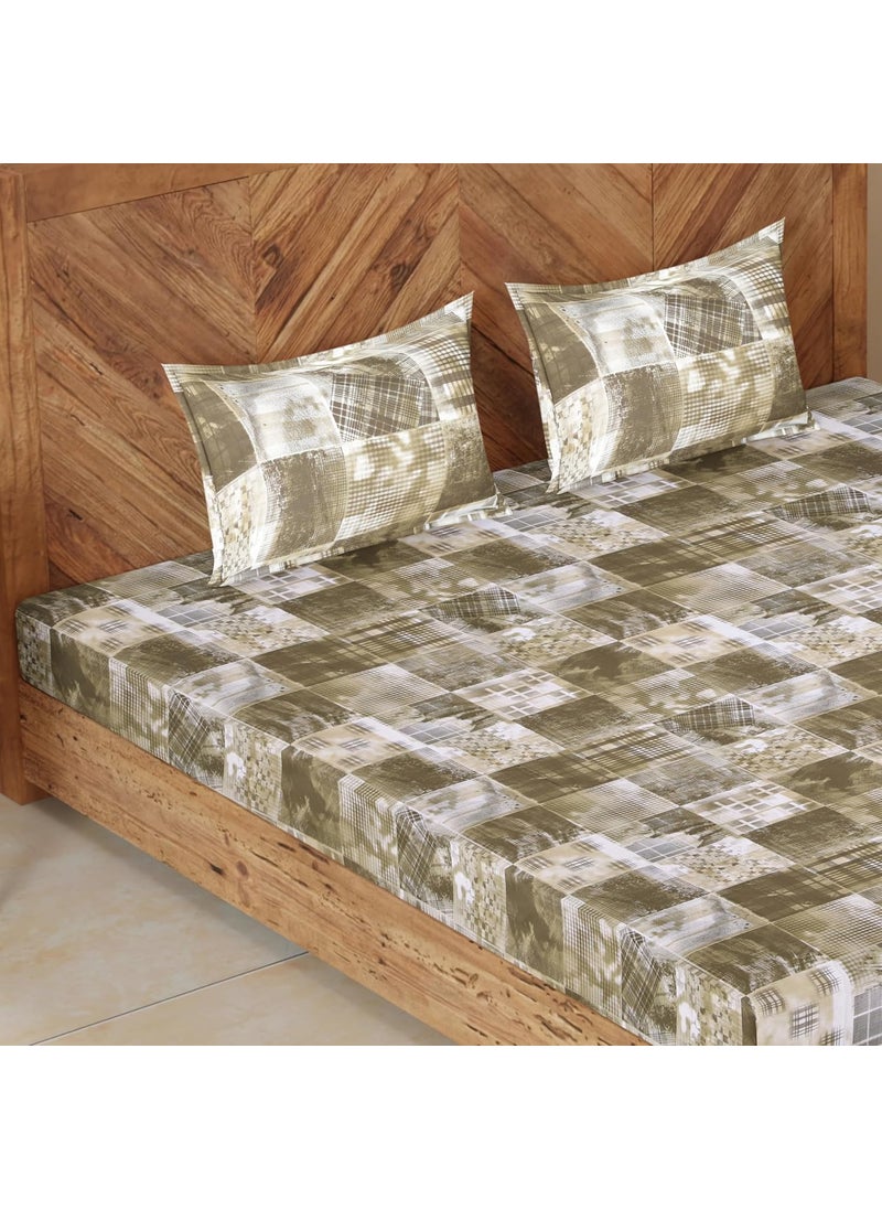 CloudWeave Home Company Premium King Size Bedsheet Cotton 9ftx9ft with 2 Pillow Covers 18 x 27 Inches Also fits Double Bedsheet Queen Beds Olive Bedsheet Set
