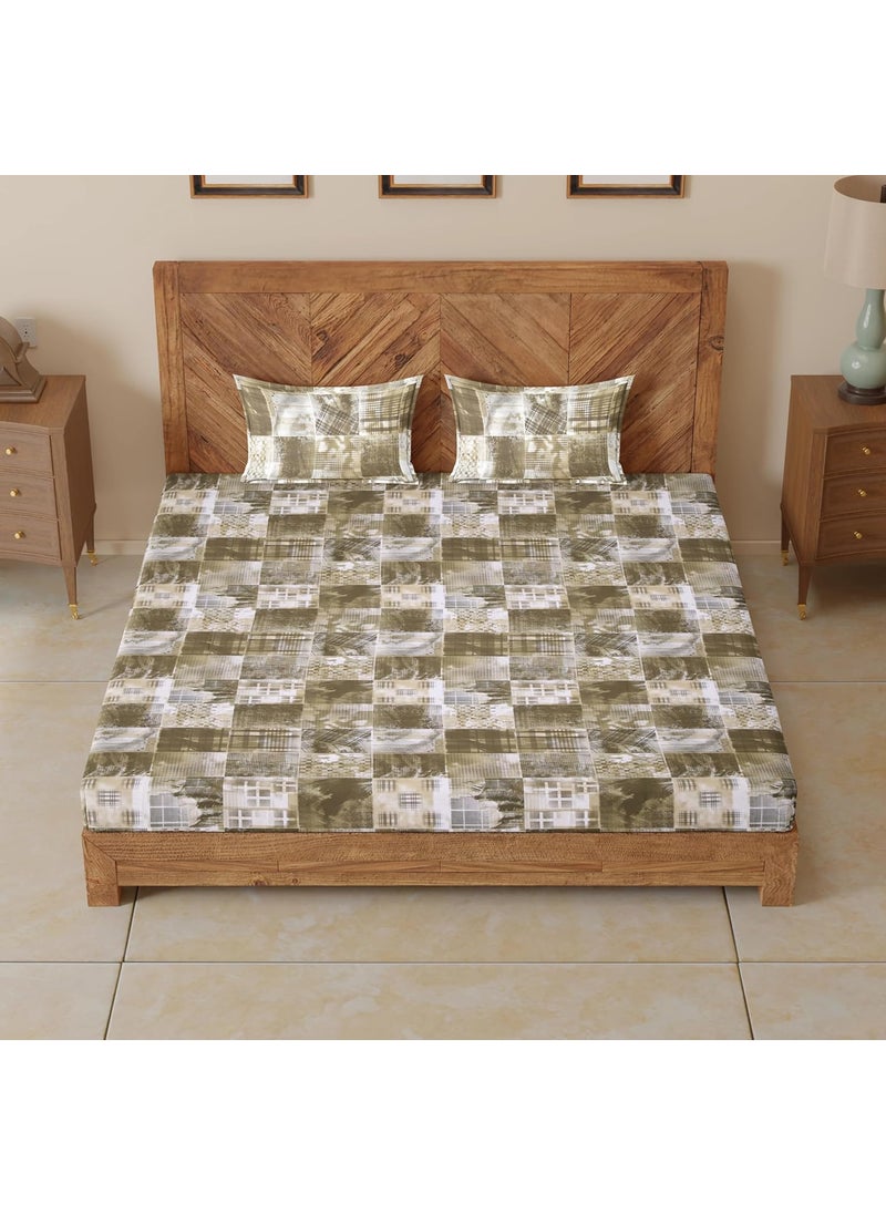 CloudWeave Home Company Premium King Size Bedsheet Cotton 9ftx9ft with 2 Pillow Covers 18 x 27 Inches Also fits Double Bedsheet Queen Beds Olive Bedsheet Set