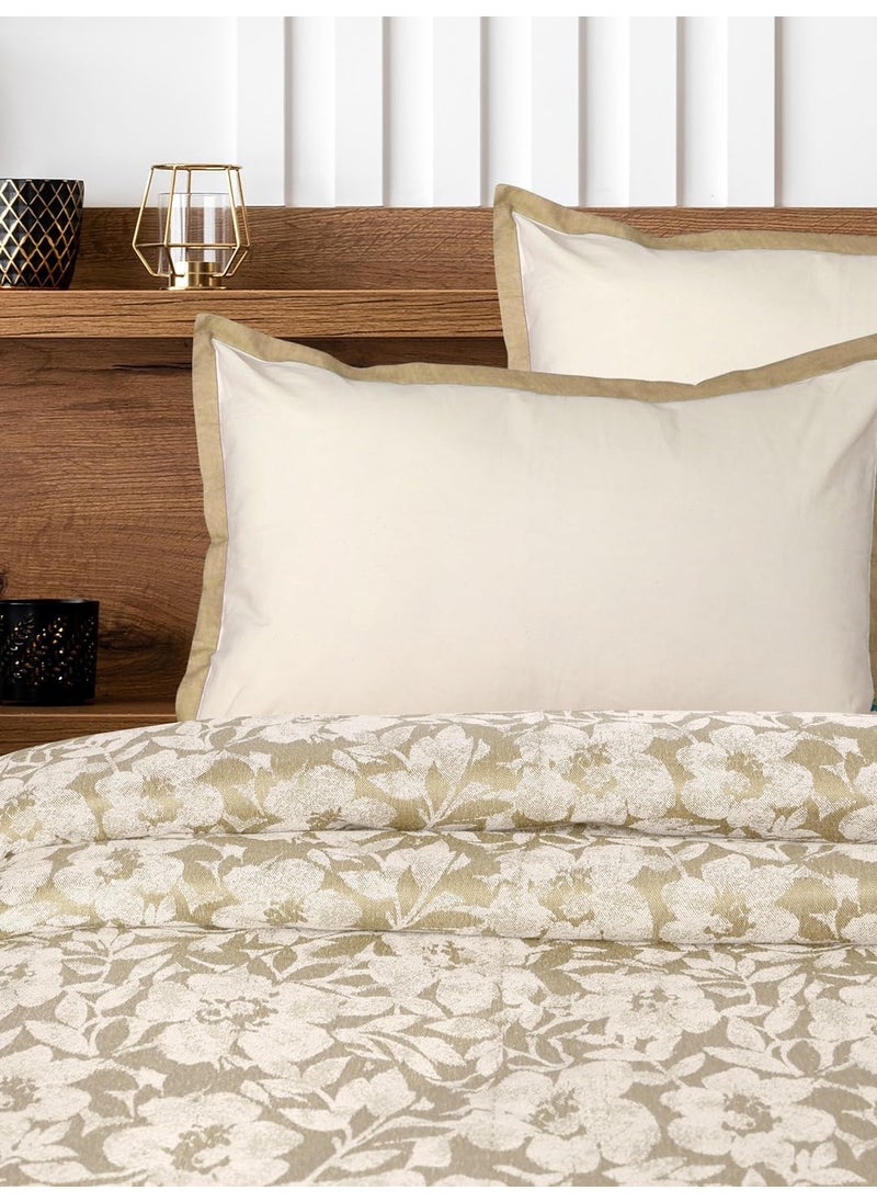 Saral Home Kanan Soft Cotton KingQueen Floral Breathable WrinkleFree bedsheet for Double Bed 1pc Queen Size bedsheet with 2 Pillow Covers Beige 90X100