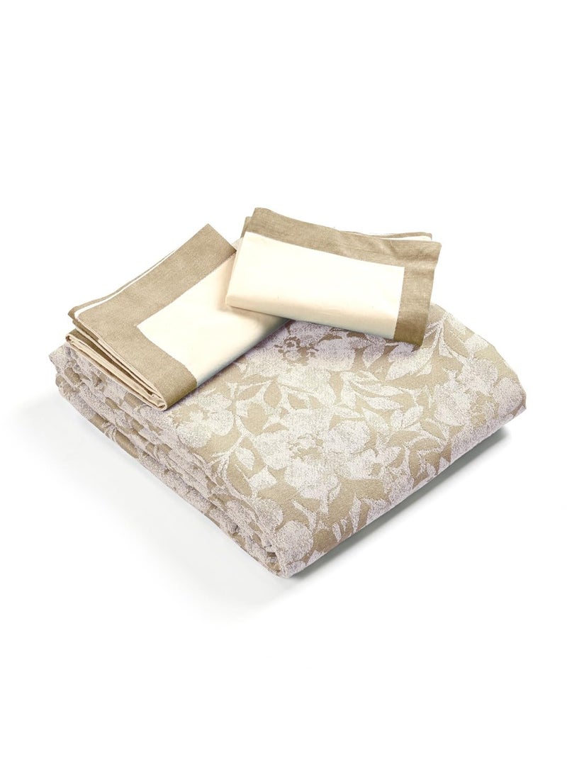 Saral Home Kanan Soft Cotton KingQueen Floral Breathable WrinkleFree bedsheet for Double Bed 1pc Queen Size bedsheet with 2 Pillow Covers Beige 90X100