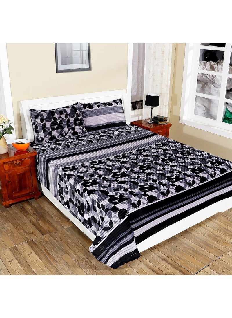 PRINDA Premium Flat Warm bedsheets for Winter Double Bed Bedsheet for Double Bed Winter with 2 Pillow Covers CirclsGrey Double 90 x 100 Inches
