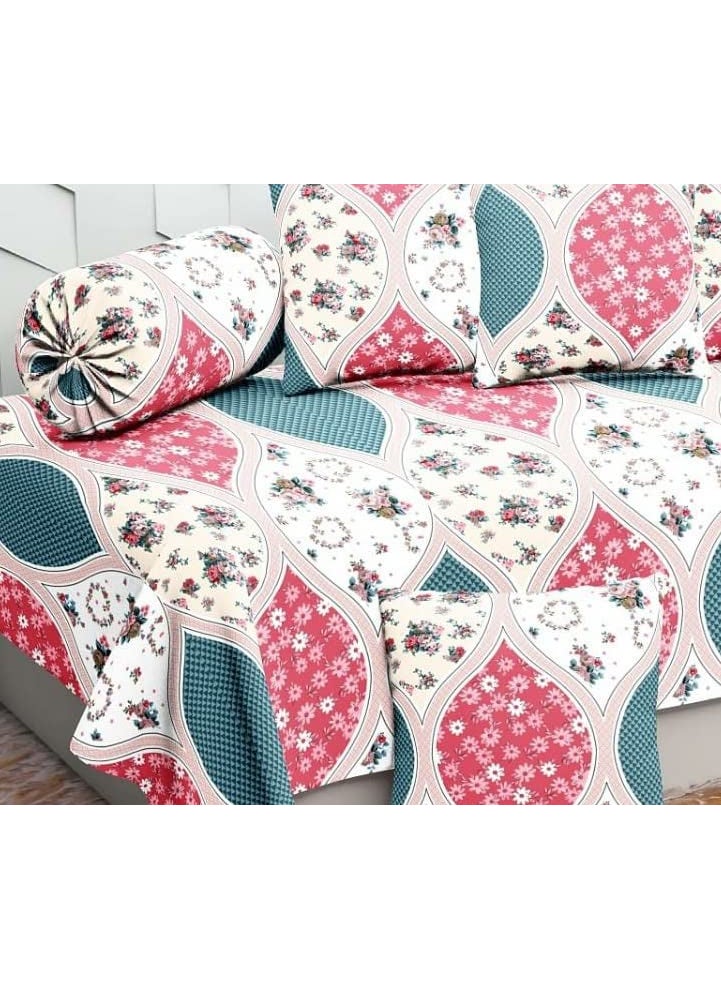Jyotaksh 200TC Diwan Set Cotton 8 Piece Deewan Printed Bedsheet Sets for Living Room Hall Set of 8 Piece 1Bed Sheet 60x90 Inch 2Bolster Cover 16x32 Inch 5Cushion Cover 16x16 InchAW28