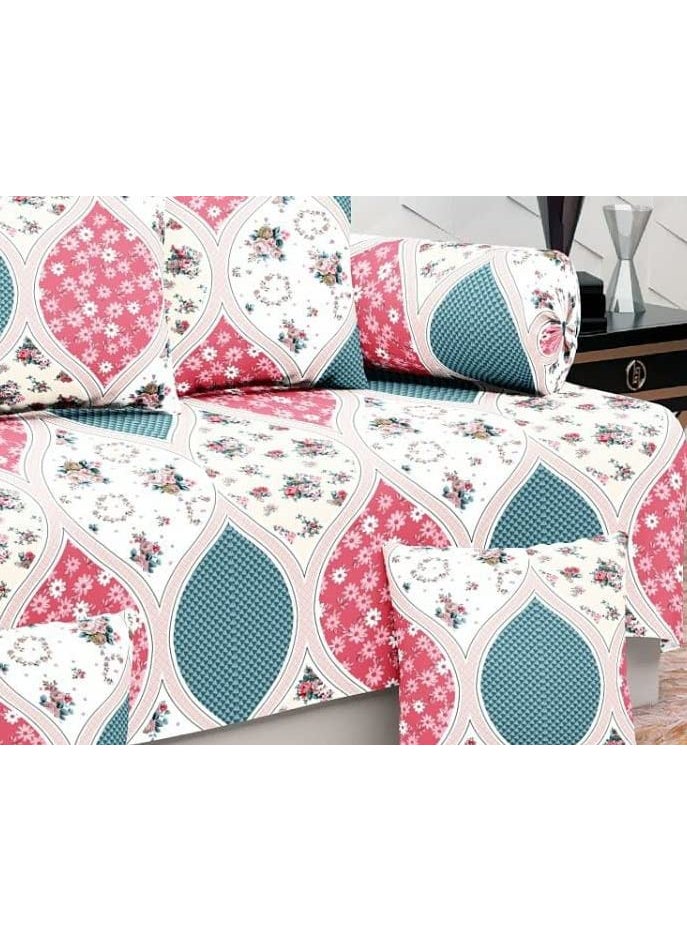 Jyotaksh 200TC Diwan Set Cotton 8 Piece Deewan Printed Bedsheet Sets for Living Room Hall Set of 8 Piece 1Bed Sheet 60x90 Inch 2Bolster Cover 16x32 Inch 5Cushion Cover 16x16 InchAW28