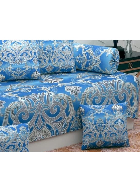 Jyotaksh 200TC Diwan Set Cotton 8 Piece Deewan Printed Bedsheet Sets for Living Room Hall Set of 8 Piece 1Bed Sheet 60x90 Inch 2Bolster Cover 16x32 Inch 5Cushion Cover 16x16 InchAW30