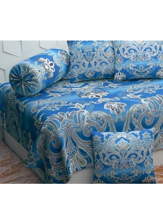 Jyotaksh 200TC Diwan Set Cotton 8 Piece Deewan Printed Bedsheet Sets for Living Room Hall Set of 8 Piece 1Bed Sheet 60x90 Inch 2Bolster Cover 16x32 Inch 5Cushion Cover 16x16 InchAW30