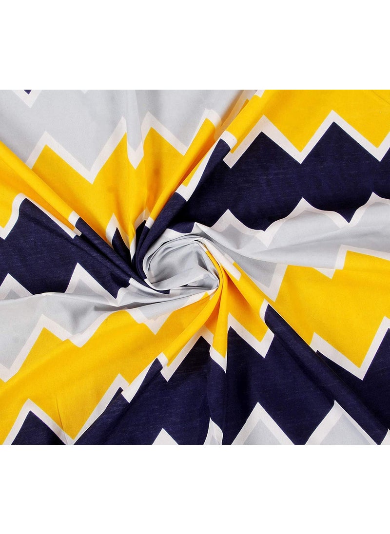 MORADO 3D Printed Glace Cotton 144 TC Double Bedsheet with 2 King Size Pillow Covers Yellow and Blue 90X90 Inches